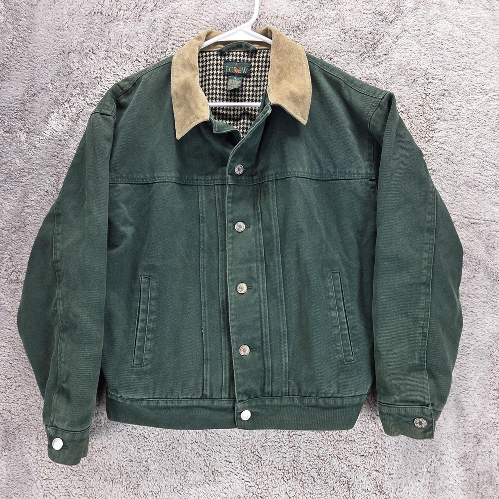 Vintage J.Crew Jacket Womens 8 Oarsman Bomber Hong Kong Suede Collar Wool Lined